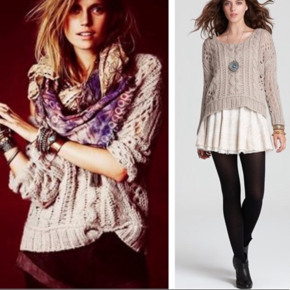 Free People chunky cable knit sweater size M